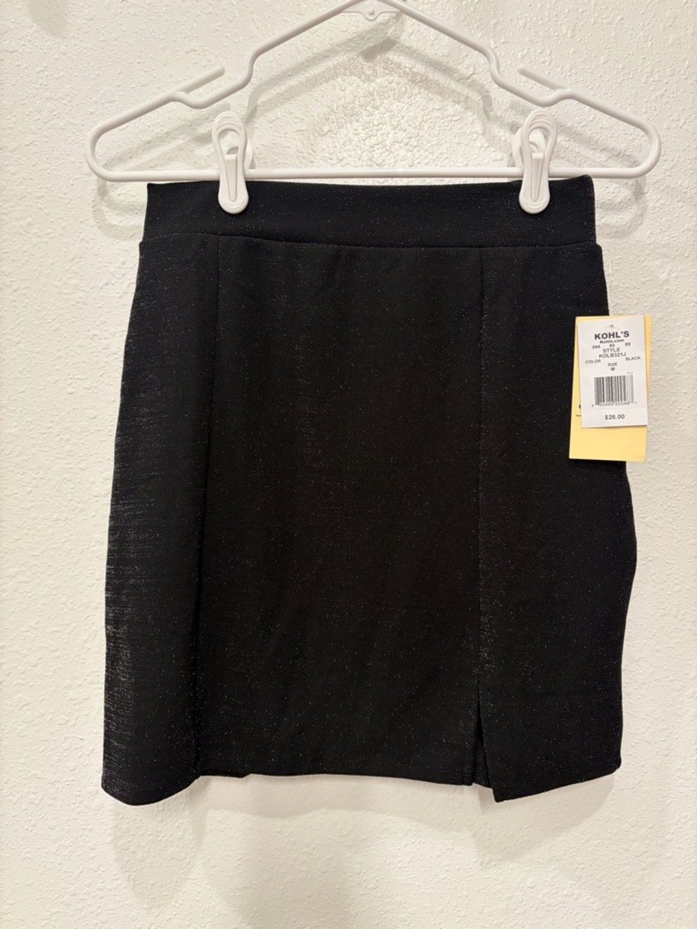 Black Glitter Mini Skirt with Subtle Front Slit